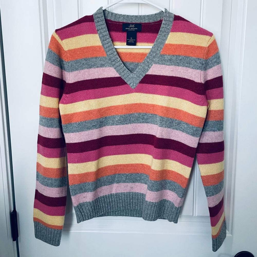 Brooks brothers 346 Striped Womens V Neck Sweater